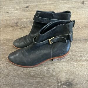 KATE SPADE Taley Logo Bow Pull-On Black Leather Ankle Bootie